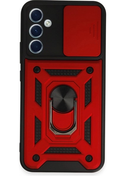 Samsung Galaxy A34 5g Kılıf Pars Lens Yüzüklü Silikon - Kırmızı