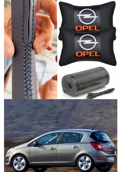 Opel Corsa Serisi Direksiyon Kılıfı Dikmeli Model 100% Ithal + 2’li Ergonomik Boyun Yastığı Seti