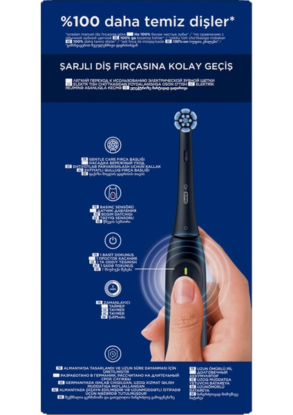 iO 2 Şarjlı Diş Fırçası - Siyah, Seyahat Kabı ile