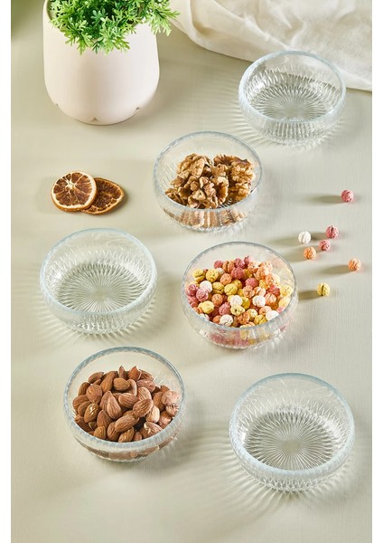 Olivya 6 Parça Cam Çerez - Sos - Lokum Mini Sunum Kasesi - 11 cm fiyatları