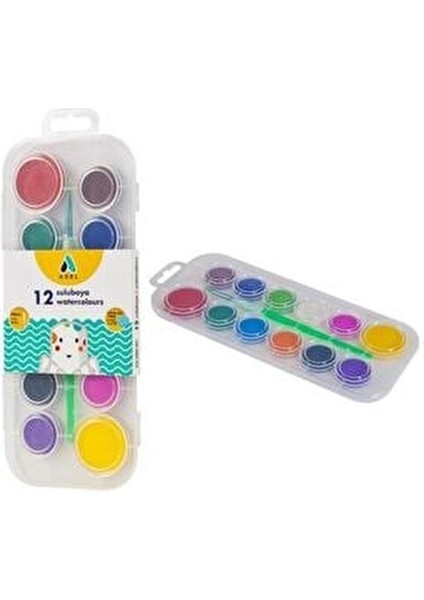 Suluboya 12'li Set Parlak Canlı Renkler Eğlenceli Kullanım 10 Renk 30 mm Tablet fırsatları