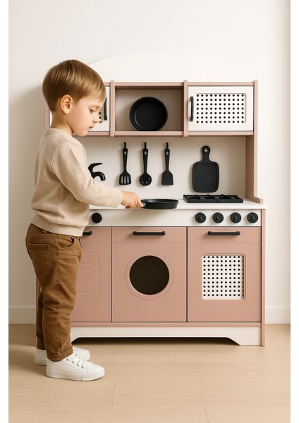 Elizya Renkli Oyuncak Mutfak 12 Parça Servis Setli ve LED Hediyeli