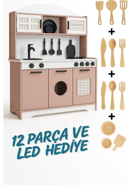 Elizya Renkli Oyuncak Mutfak 12 Parça Servis Setli ve LED Hediyeli fırsatları