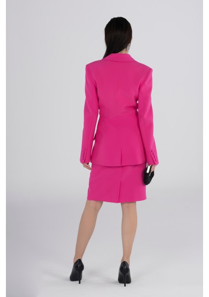 Fuşya Lacivert Ceket Etek Takım Blazer Takım Elbise - Ofis Şık Kombin Business Casual Moda Trend fırsatları