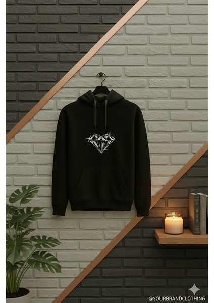 Yyz Store Elmas Baskılı 3 Iplik Şardonlu Kapüşonlu Sweatshirt