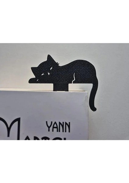 Uyuyan Kedi Siyah 3D Baskı Kitap Ayracı 3 Adet
