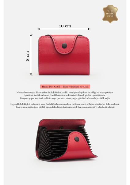 Mafi Unisex Kartell Hakiki Deri Kompakt Akordeon Kartlık