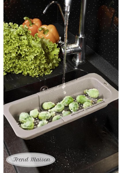 Sürgülü Ayarlanabilir Pratik Lavabo Süzgeci, Uzun Kısa Ayarlı Evye, Meyve Sebze Salata Yıkama Krem fırsatları