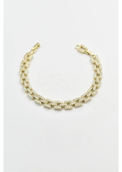 Golden Frame Kuyumcu Işçiliği 14K Altın Kaplama Premium Seri Kadın Çelik Bileklik fiyatları