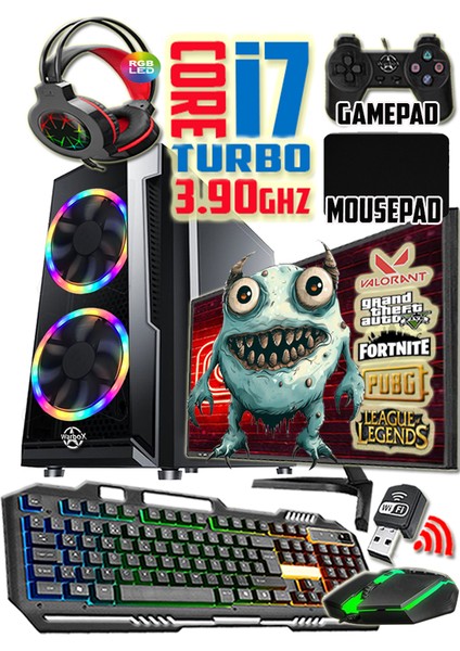 Babun I7 TURBO:3.90GHZ 16GB Ram 240GB SSD 250GB HDD R7 240-4GB E.kartı 22" Monitör Masaüstü Bilgisayar indirimleri