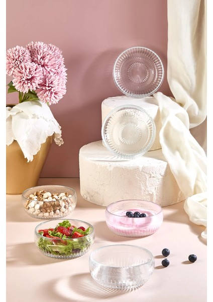 Lumi 6 Parça Cam Çerez - Sos - Lokum Mini Sunum Kasesi - 11 cm