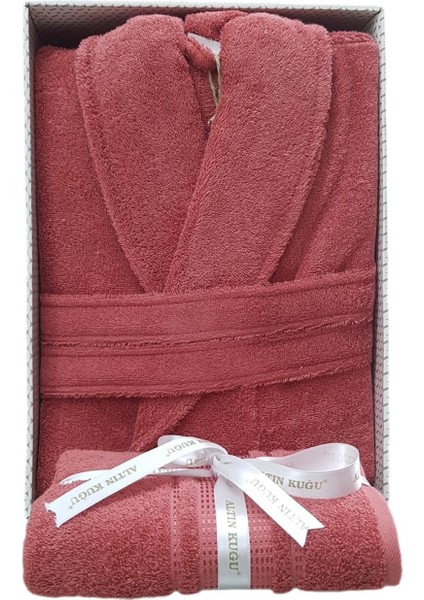 Colourist Şalyaka Bornoz + Baş Havlusu-K. Mercan Rengi