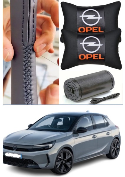 Opel Crossland Direksiyon Kılıfı Dikmeli Model 100% Ithal + 2’li Ergonomik Boyun Yastığı Seti