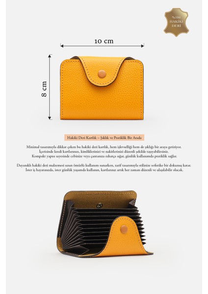 Mafi Unisex Kartell Hakiki Deri Kompakt Akordeon Kartlık