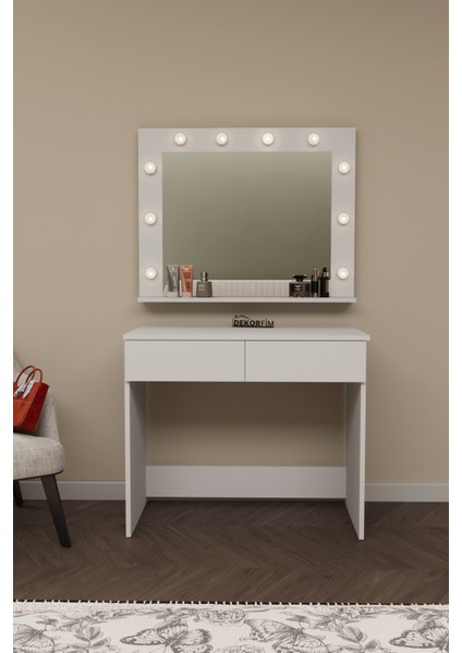 DF02108B Işıklı Aynalı Çekmeceli Makyaj Masası fiyatları