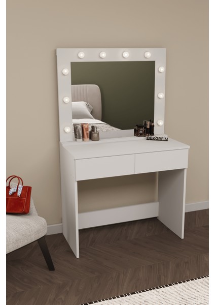 DF02108B Işıklı Aynalı Çekmeceli Makyaj Masası modelleri
