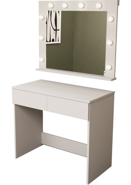 DF02108B Işıklı Aynalı Çekmeceli Makyaj Masası fırsatları