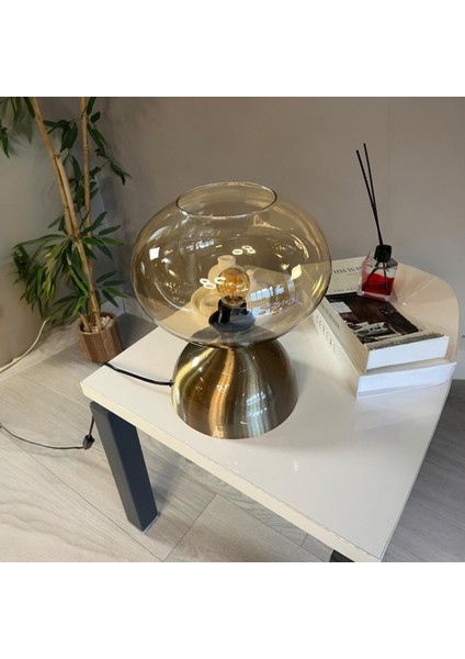 Solvia Cam Bal Rengi Masa Lambası Dekoratif Masaüstü Aydınlatma Hol Abajur Yatak Odası Başucu Lamba fiyatları