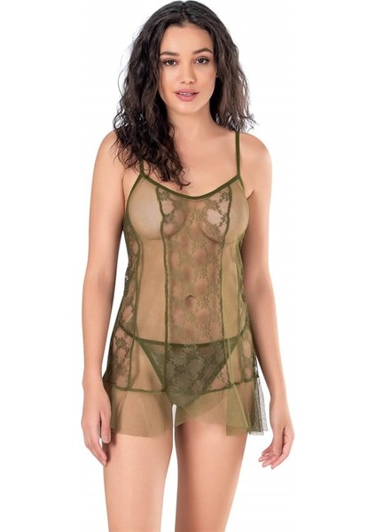 Arias Closet Haki Kısa Tül Gecelik