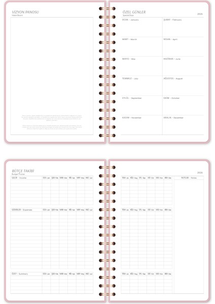 2026 Spiralli A5 Haftalık Ajanda – Kir ve Suya Dayanıklı Sert Kapak - Pembe indirimleri