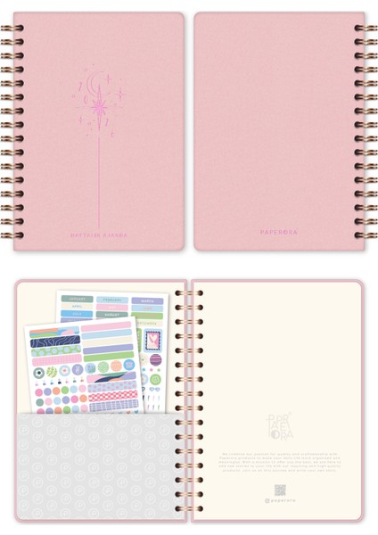 2026 Spiralli A5 Haftalık Ajanda – Kir ve Suya Dayanıklı Sert Kapak - Pembe