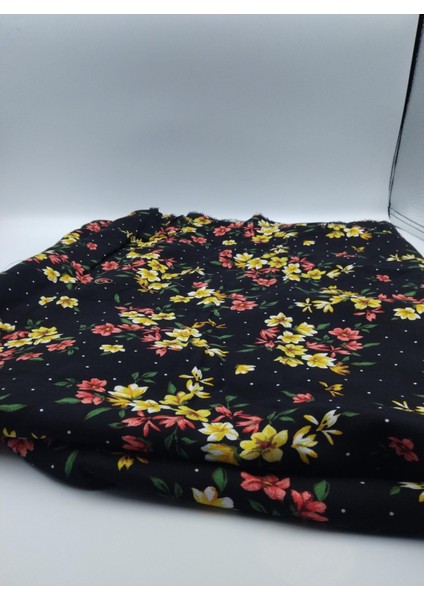 Siyah Çiçekli Pamuk‑viskoz Kumaş – Hafif, Dökümlü & Yumuşak | 150 cm Genişlik – ELNV42 modelleri
