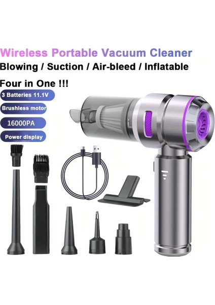 Güçlü Araç Içi ve Ev Içi Kullanımına Uygun Kablosuz 16000PA 4in1 Süpürge Çekim Artı Üfleme fiyatları