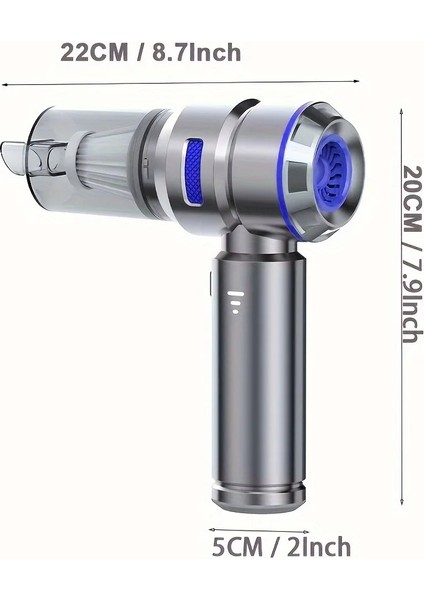 Güçlü Araç Içi ve Ev Içi Kullanımına Uygun Kablosuz 16000PA 4in1 Süpürge Çekim Artı Üfleme