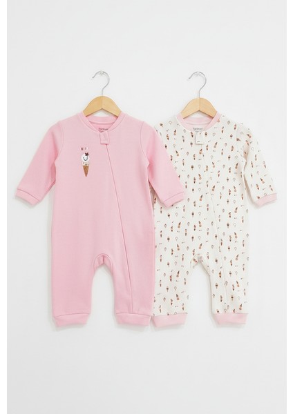 Baskılı 2\'li Kız Bebek Tulum Seti 3-24 Ay KD53128 fiyatları