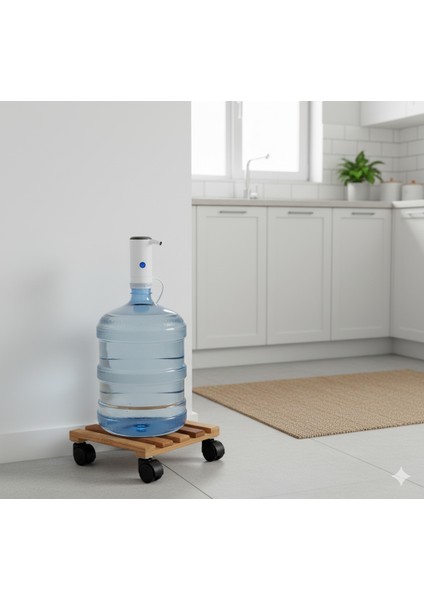 Ahşap Damacana Altlığı Tekerlekli