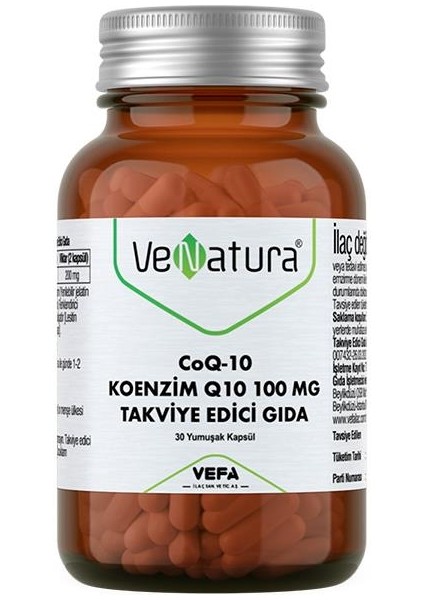 Venatura Coq-10 Koenzim Q10 100 Mg Takviye Edici Gıda 30 Kapsül