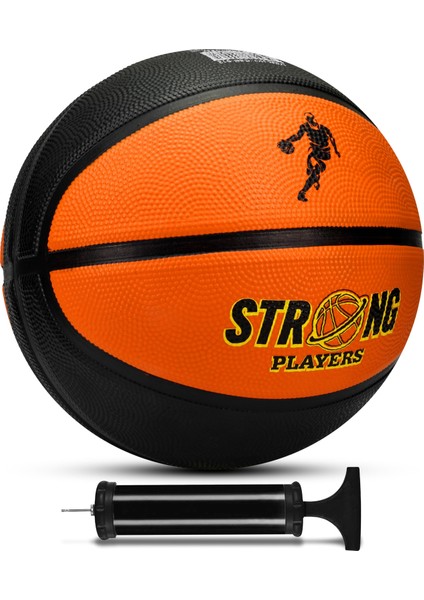 Strong Basketbol Topu Pompalı Full Kauçuk Dayanıklı Deep Channel Kabartma No:7 B12 Turuncu fiyatları