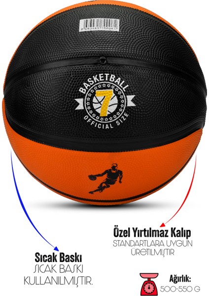Strong Basketbol Topu Pompalı Full Kauçuk Dayanıklı Deep Channel Kabartma No:7 B12 Turuncu fırsatları