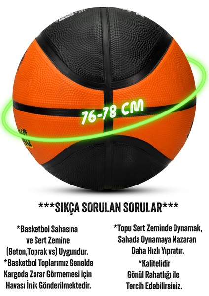 Strong Basketbol Topu Pompalı Full Kauçuk Dayanıklı Deep Channel Kabartma No:7 B12 Turuncu indirimleri