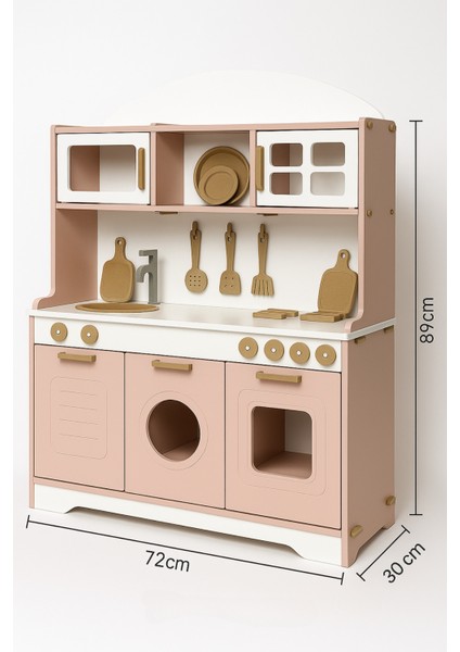 Ahşap Çocuk Mutfak Seti - 12 Parça Servis Hediyeli - LED Işıklı - Eğitici Oyuncak fırsatları