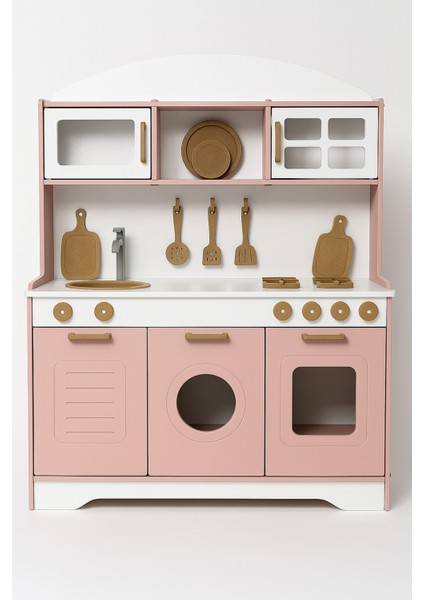 Ahşap Çocuk Mutfak Seti - 12 Parça Servis Hediyeli - LED Işıklı - Eğitici Oyuncak indirimleri