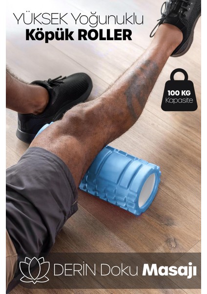 Yüksek Yoğunluklu Pilates Köpük Masaj Rulosu – Hafif ve Dayanıklı Foam Roller Mavi indirimleri