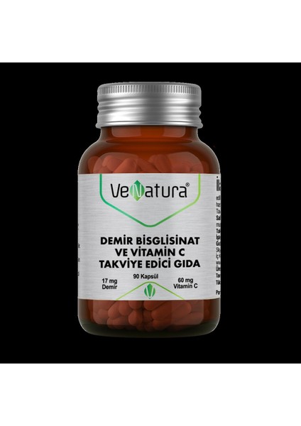 Venatura Demir Bisglisinat ve Vitamin C 90 Kapsül