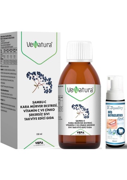 Venatura Sambu-C Kara Mürver Ekstresi Takviye Edici Gıda 150 ml - Diş Beyazlatıcı Köpük Hediye