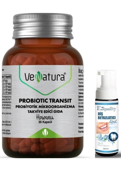 Venatura Probiotic Transit Probiyotik Mikroorganizma 30 Kapsül - Diş Beyazlatıcı Köpük Hediye