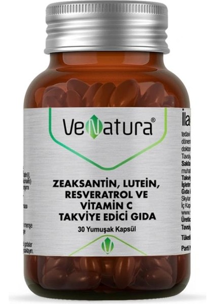 Venatura Zeaksantin Lutein Resveratrol ve Vitamin C Takviye Edici Gıda 30 Yumuşak Kapsül
