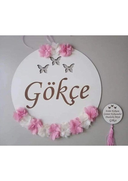 Kız Çocuk Ahşap Kapı Süsü Duvar Dekoru Hediyelik Ürün 24CM