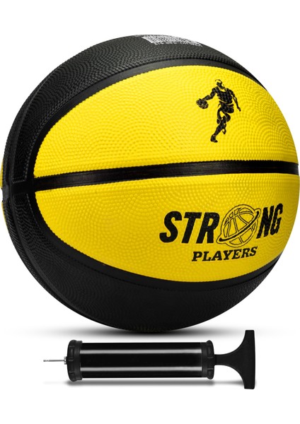 Strong Basketbol Topu Pompalı Full Kauçuk Dayanıklı Deep Channel Kabartma No:7 B12 Sarı fiyatları