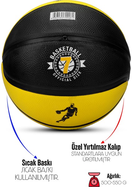 Strong Basketbol Topu Pompalı Full Kauçuk Dayanıklı Deep Channel Kabartma No:7 B12 Sarı fırsatları