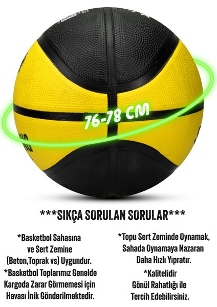 Strong Basketbol Topu Pompalı Full Kauçuk Dayanıklı Deep Channel Kabartma No:7 B12 Sarı indirimleri