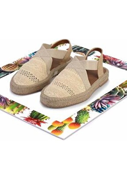 Kadın Espadril Bej Triko Düz Taban Çok Yönlü Kullanım ve Rahatlık Sunan Ayakkabı K01937050082 modelleri