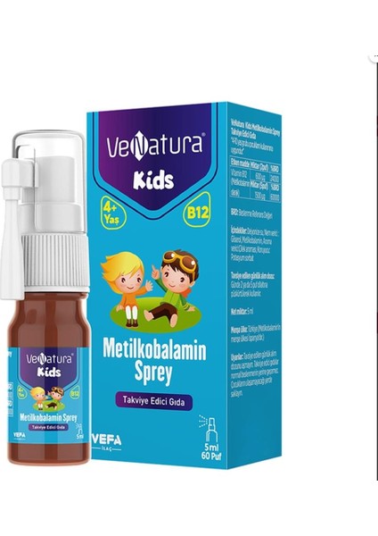 Venatura Kids B12 Metilkobalamin 5 ml 60 Puf Sprey