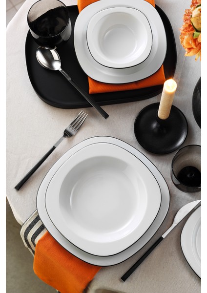 Lapis 24 Parça 6 Kişilik Yemek Takımı Siyah File