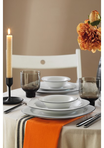 Lapis 24 Parça 6 Kişilik Yemek Takımı Siyah File fiyatları