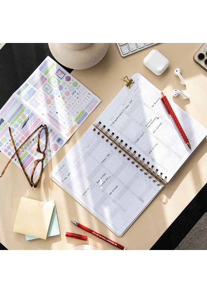 2026 A5 Spiralli Haftalık Ajanda 12 Aylık - Kahverengi modelleri